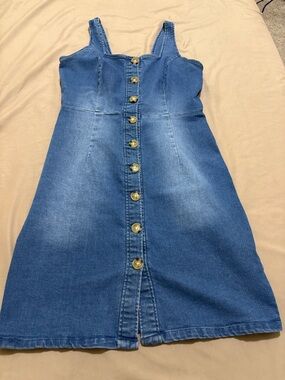 Flirty Denim Button-Down Front Mini Dress - Blue